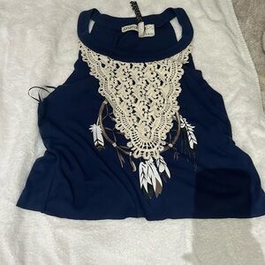 Jonathan Saint top size small navy top